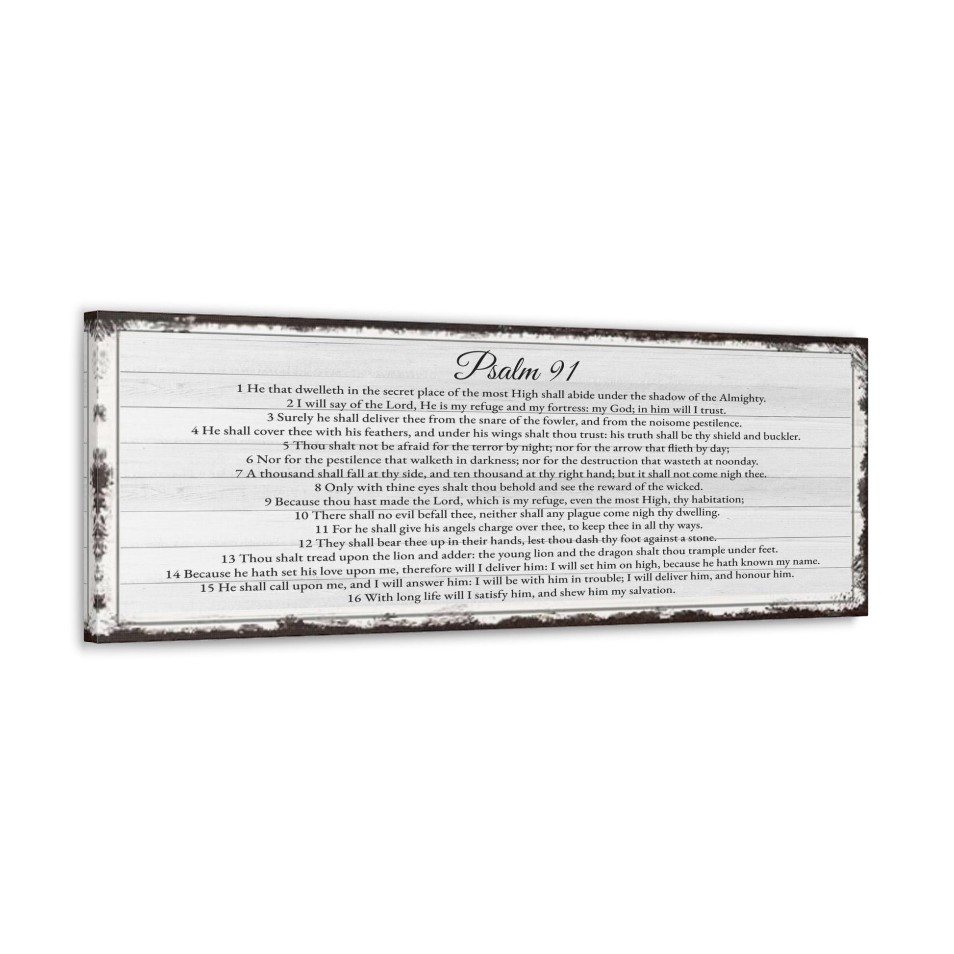 Scripture Walls Psalm 91 English Landscape White Bible Verse Canvas Christian Wall Art Ready to Hang Unframed-Express Your Love Gifts