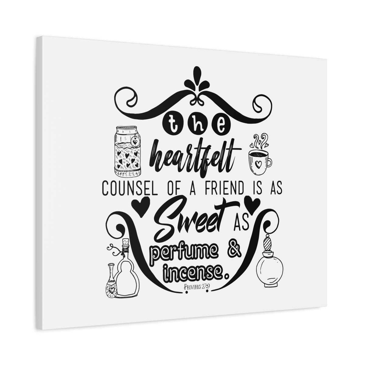 Scripture Canvas The Heartfelt Counsel Proverbs 27:9 Christian Wall Art Bible Verse Print Ready to Hang
