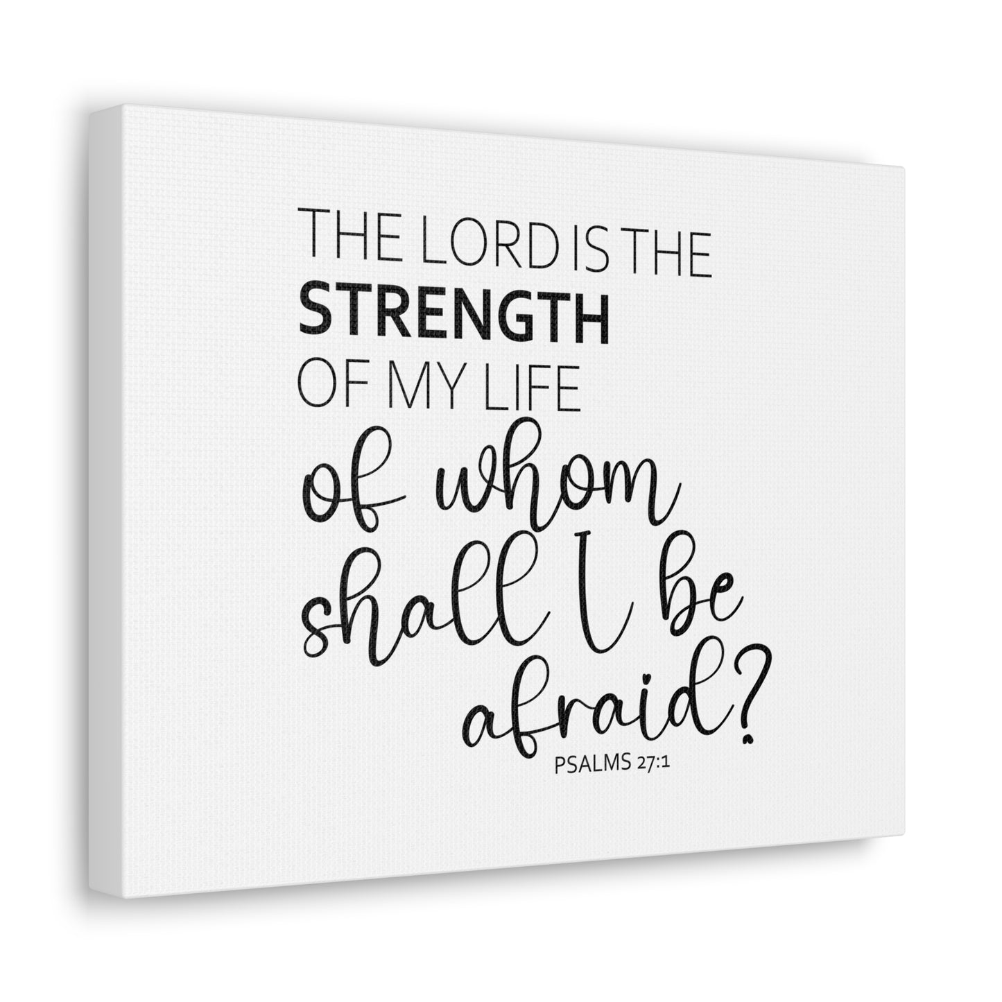 The Lord Is The Strength Psalms 27:1 White Bible Verse Canvas Christian Wall Art Ready to Hang