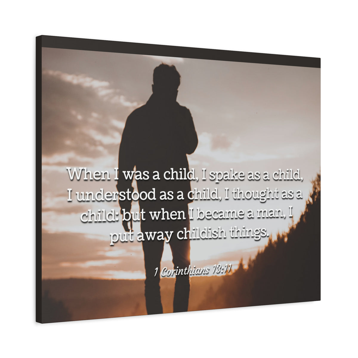 Scripture Canvas Childish Things 1 Corinthians 13:11 Christian Wall Art Bible Verse Print Ready to Hang
