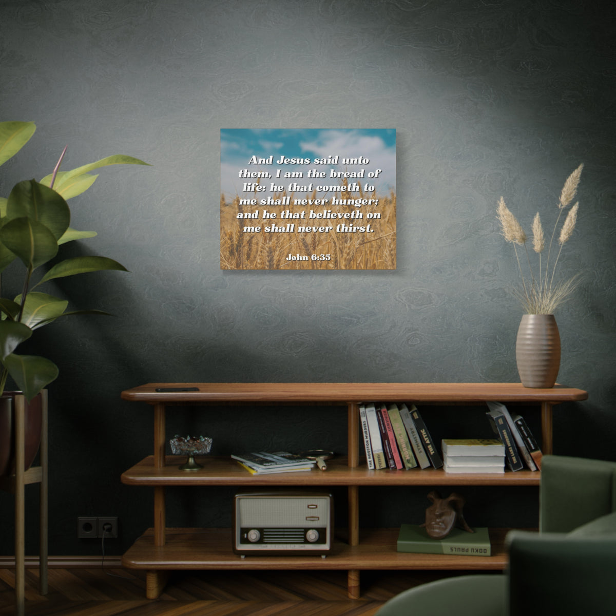Scripture Canvas Bread Of Life John 6:35 Christian Wall Art Bible Verse Print Ready to Hang