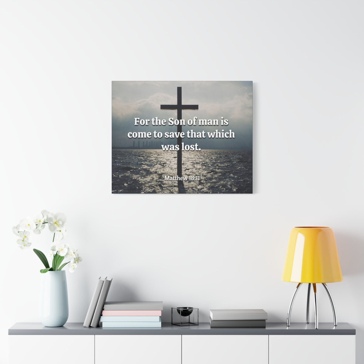 Scripture Canvas Christ Saves Matthew 18:11 Christian Wall Art Bible Verse Print Ready to Hang