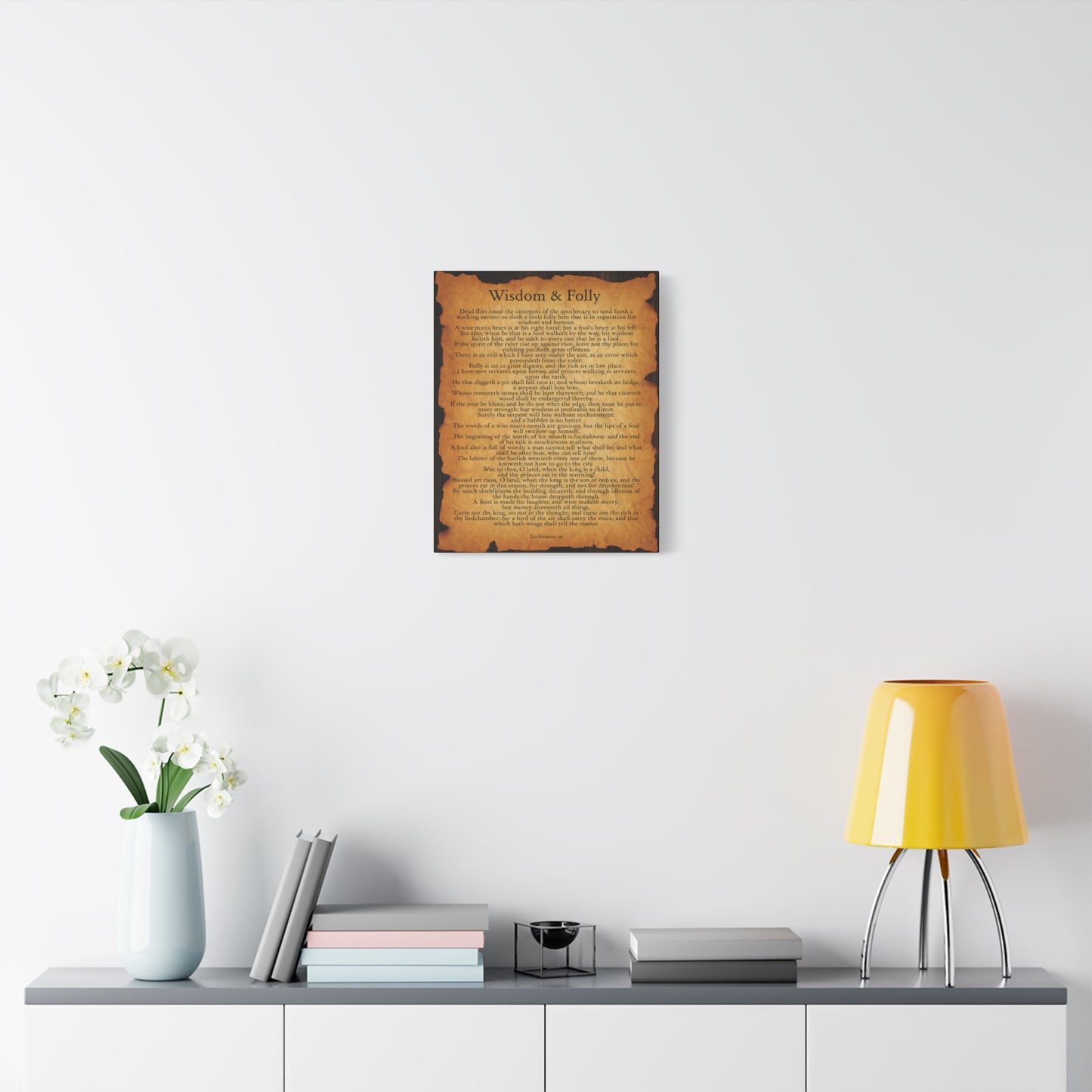 Scripture Walls Wisdom & Folly Ecclesiastes 10 Gold Brown Bible Verse Canvas Christian Wall Art Ready to Hang