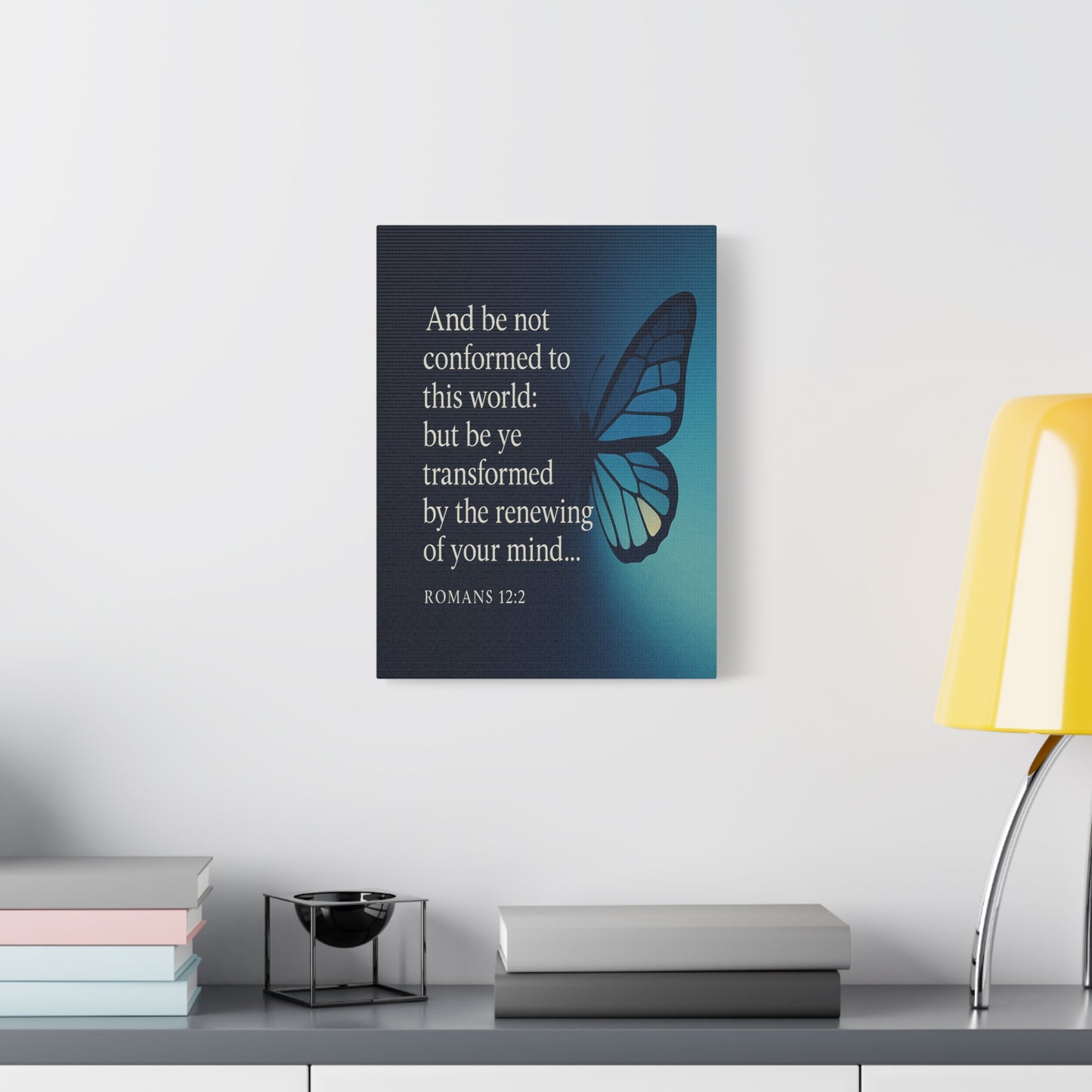 Bible Verse Canvas Romans 12:2 Christian Home Décor Wall Art Scripture Ready to Hang Faith Print