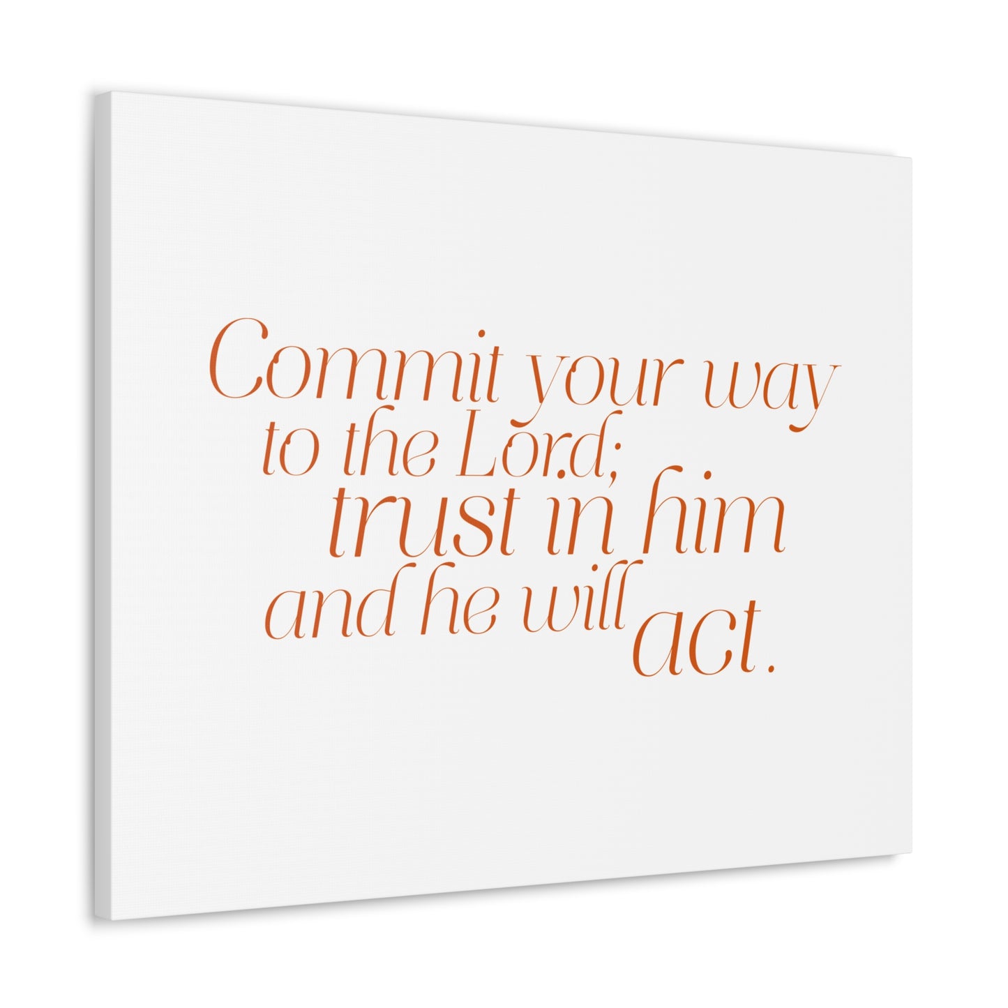 Your Way to The Lord Orange Psalm 37:5 Bible Verse Canvas Christian Wall Art Ready to Hang