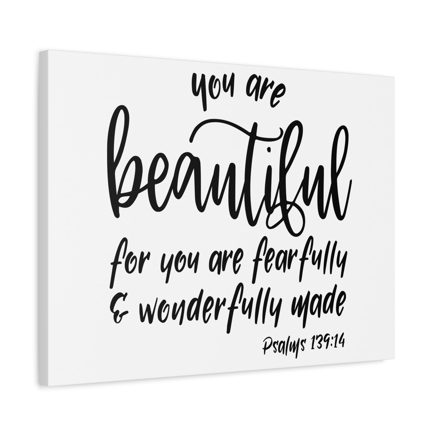 Scripture Canvas You Are Beautiful Psalm 139:14 Christian Wall Art Bible Verse Print Ready to Hang