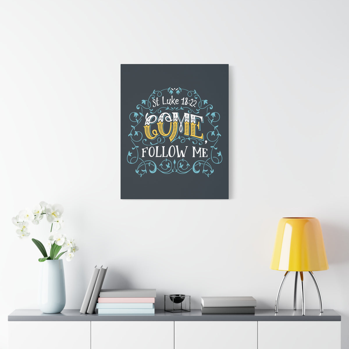 Scripture Canvas Come Follow Me Luke 18:22 Christian Wall Art Bible Verse Print Ready To Hang