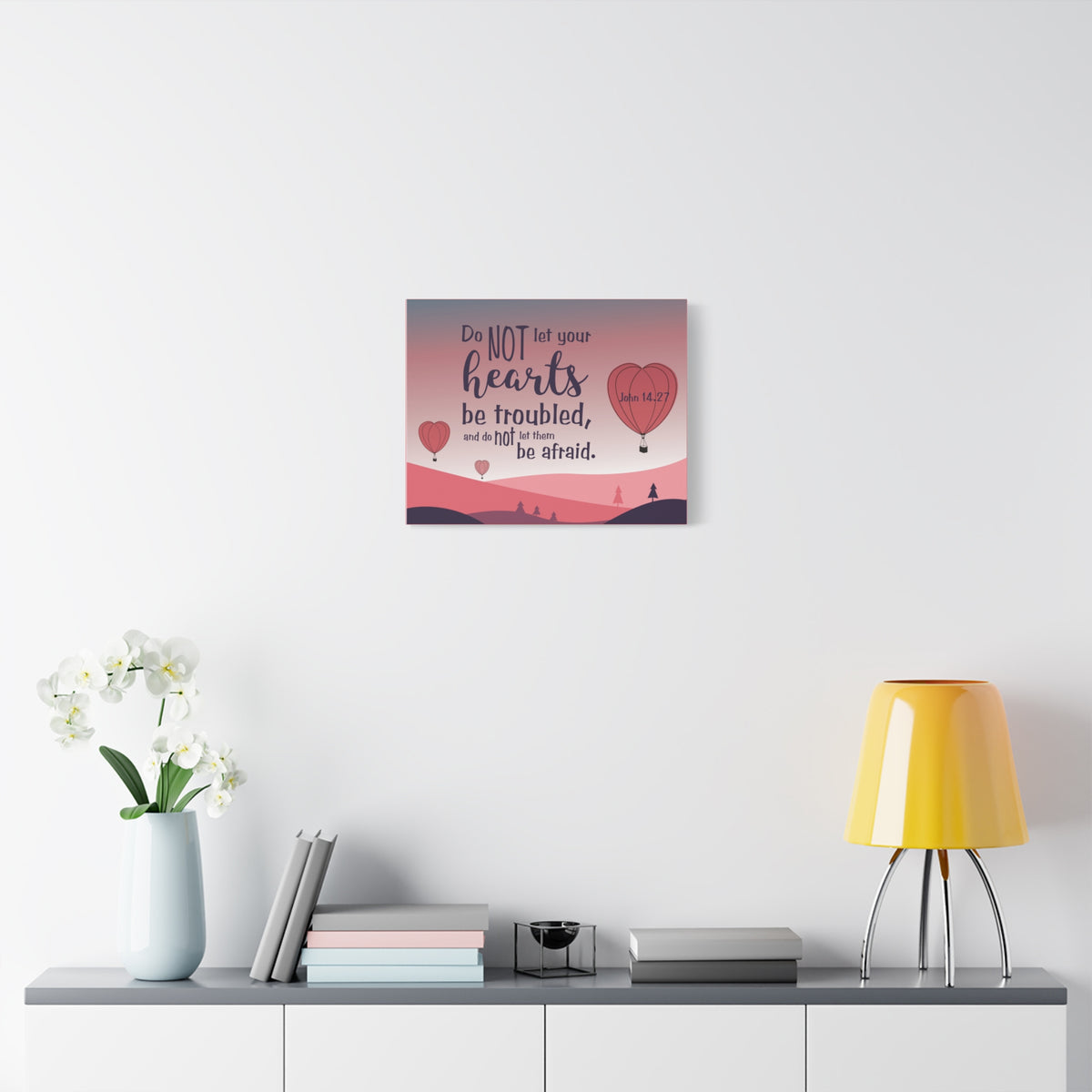 Scripture Canvas Your Hearts Pink John 14:27 Christian Wall Art Bible Verse Print Ready to Hang
