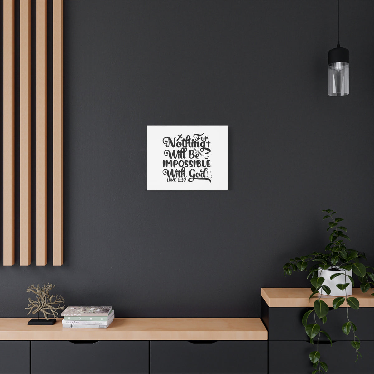 Scripture Canvas For Nothing Will Be Impossible Luke 1:37 Christian Wall Art Bible Verse Print Ready to Hang