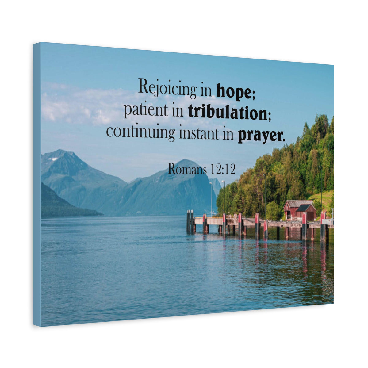 Scripture Canvas Rejoicing in Hope Romans 12:12 Christian Wall Art Bible Verse Print Ready to Hang