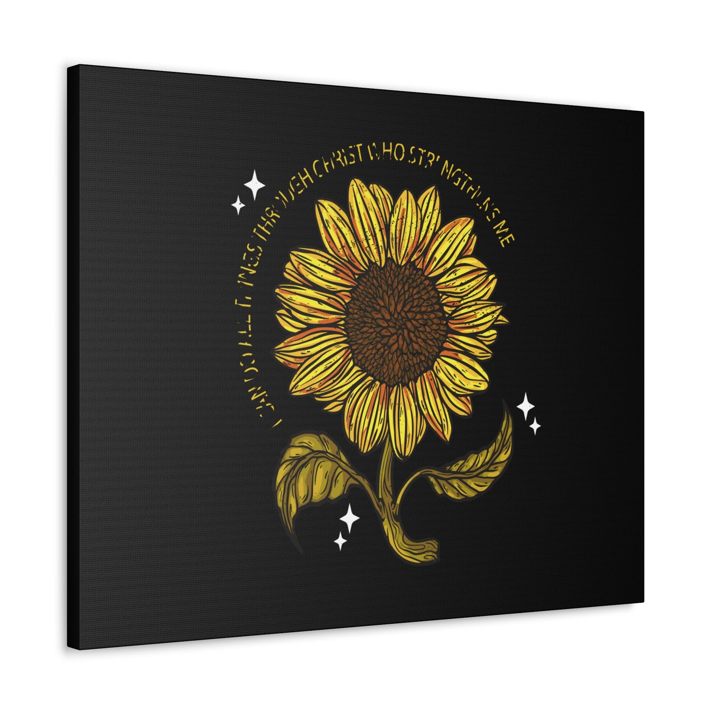 Through Christ Sunflower Philippians 4:13 Christian Wall Art Bible Verse Print Ready to Hang