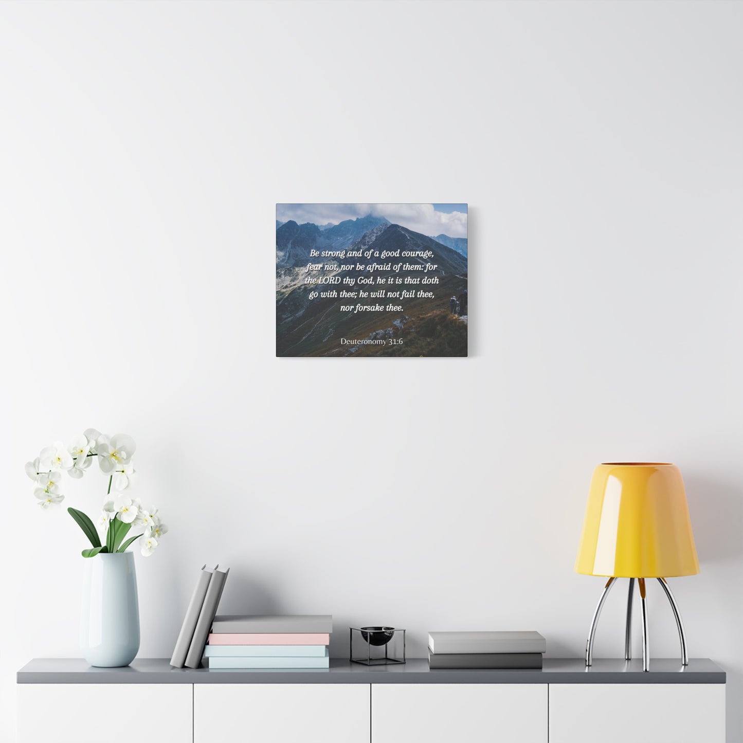 Scripture Canvas Good Courage Deuteronomy 31:6 Christian Wall Art Bible Verse Print Ready to Hang