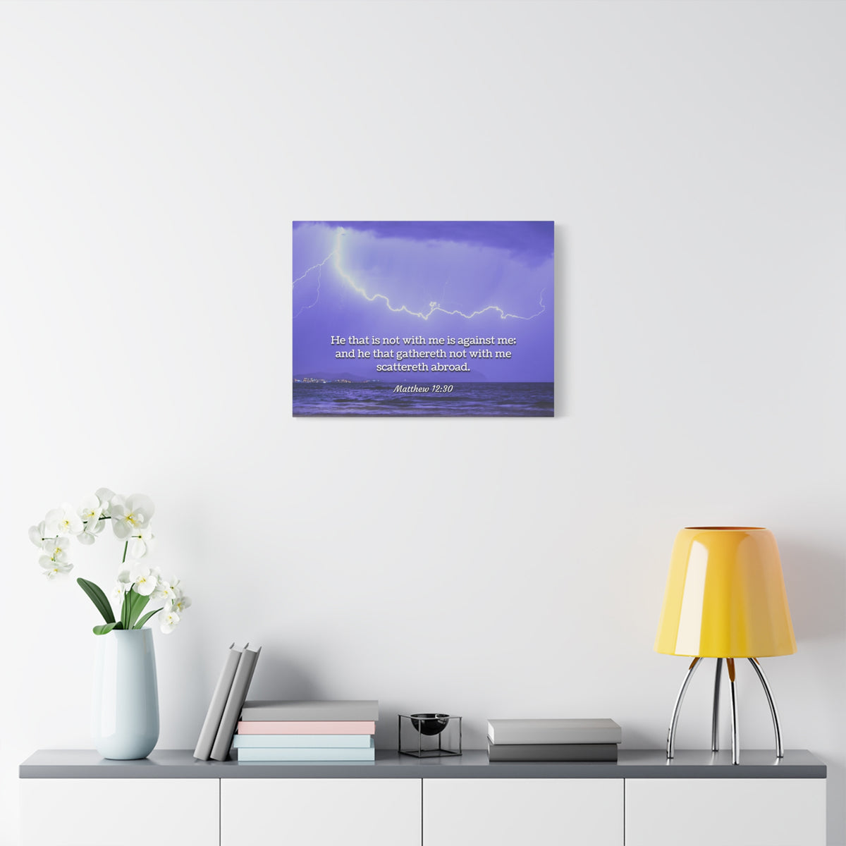Scripture Canvas With Christ Matthew 12:30 Christian Wall Art Bible Verse Print Ready to Hang