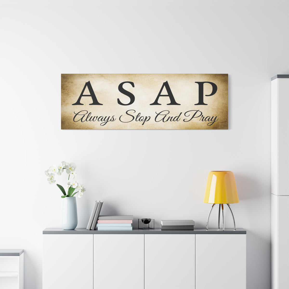 Scripture Walls Stop & Pray 1 Thessalonians 5:17 Gold Bible Verse Canvas Christian Wall Art Ready to Hang Unframed