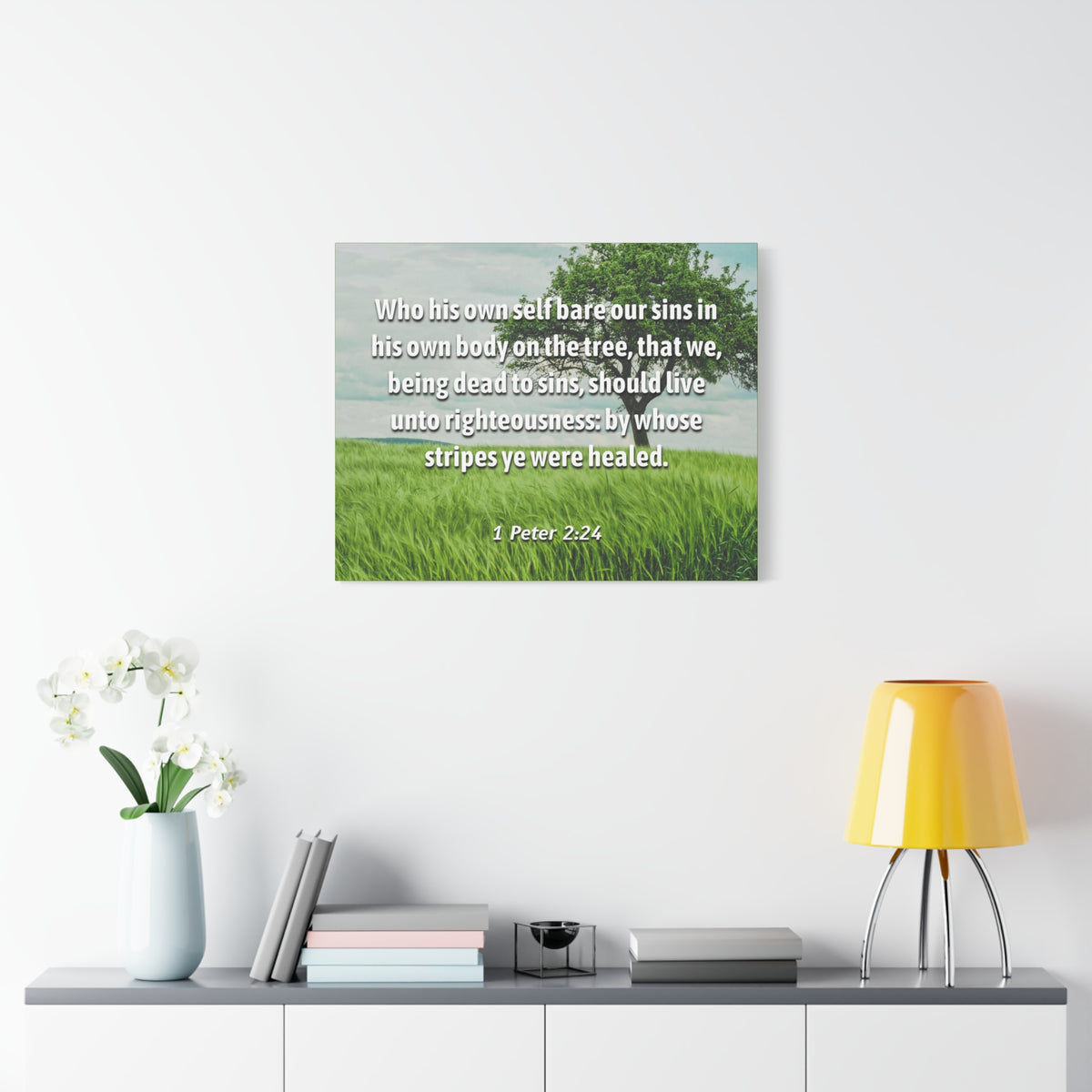 Scripture Canvas Live Unto Righteousness 1 Peter 2:24 Christian Wall Art Bible Verse Print Ready to Hang