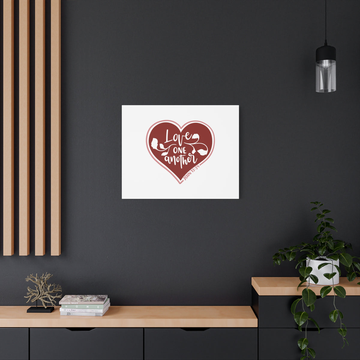Scripture Canvas Love One Another John 13:34 Christian Wall Art Bible Verse Print Ready to Hang