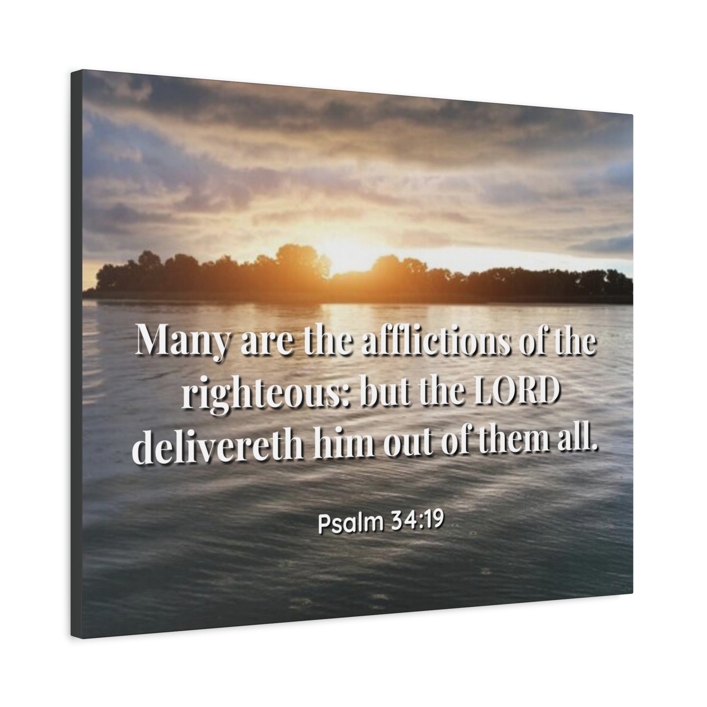 Scripture Canvas The Afflictions Psalm 34:19 Christian Wall Art Bible Verse Print Ready to Hang
