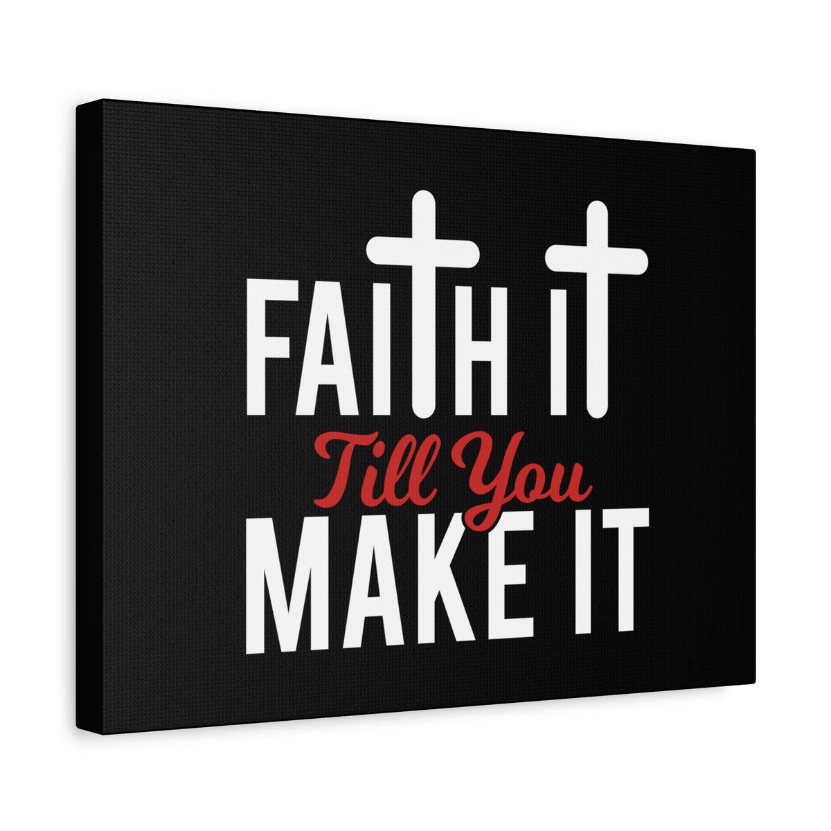 Scripture Canvas Faith It Till You Make It Hebrews 11:1 Red Christian Wall Art Bible Verse Print Ready to Hang