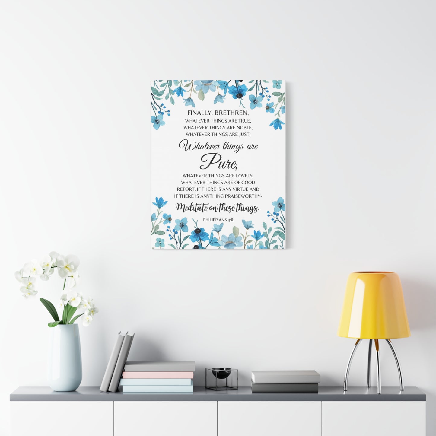 Scripture Walls Philippians 4:8 Meditate on Pure Things Bible Verse Canvas Christian Wall Art Ready to Hang Unframed