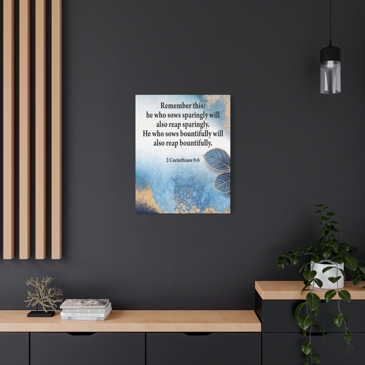 Scripture Canvas Reap What You Sow 2 Corinthians 9:6 Christian Wall Art Bible Verse Print Ready to Hang