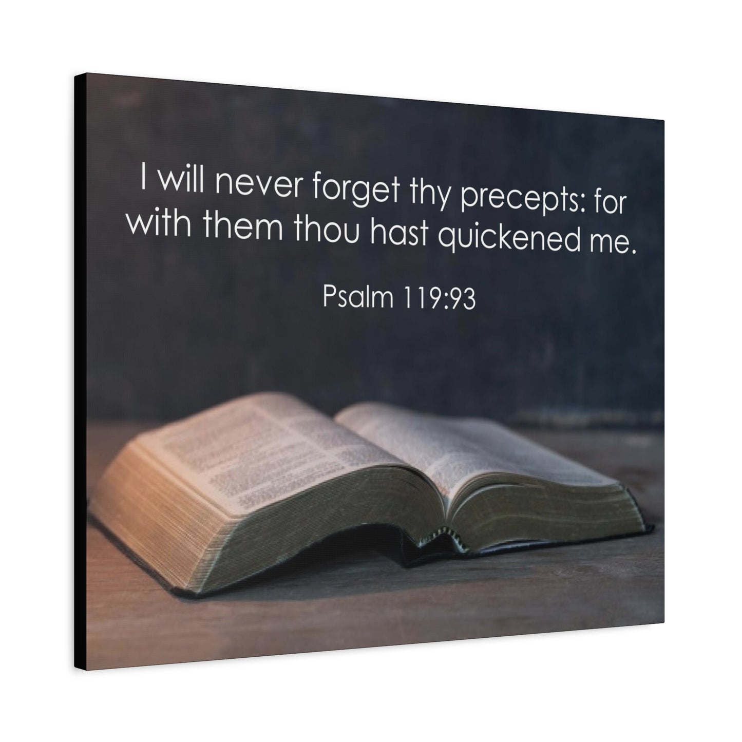 Bible Verse Canvas Never Forget Thy Precepts Psalm 119:93 Christian Home Décor Wall Art Scripture Ready to Hang Faith Print