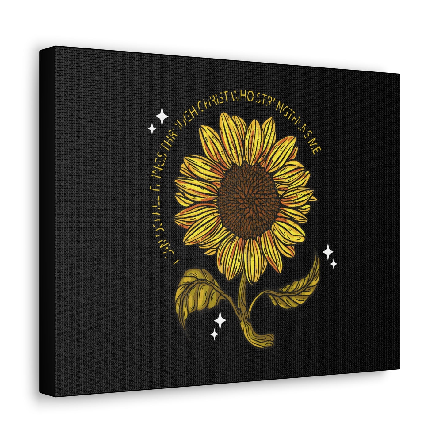 Through Christ Sunflower Philippians 4:13 Christian Wall Art Bible Verse Print Ready to Hang