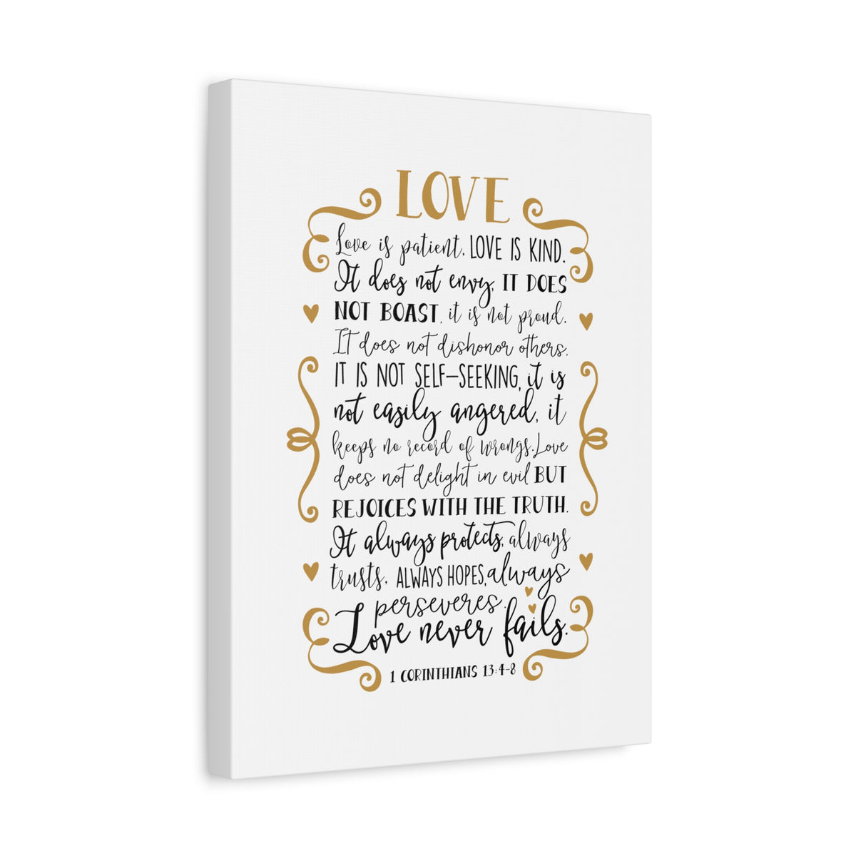 Scripture Canvas Love Is Kind 1 Corinthians 13:4-8 Christian Wall Art Bible Verse Print Ready to Hang