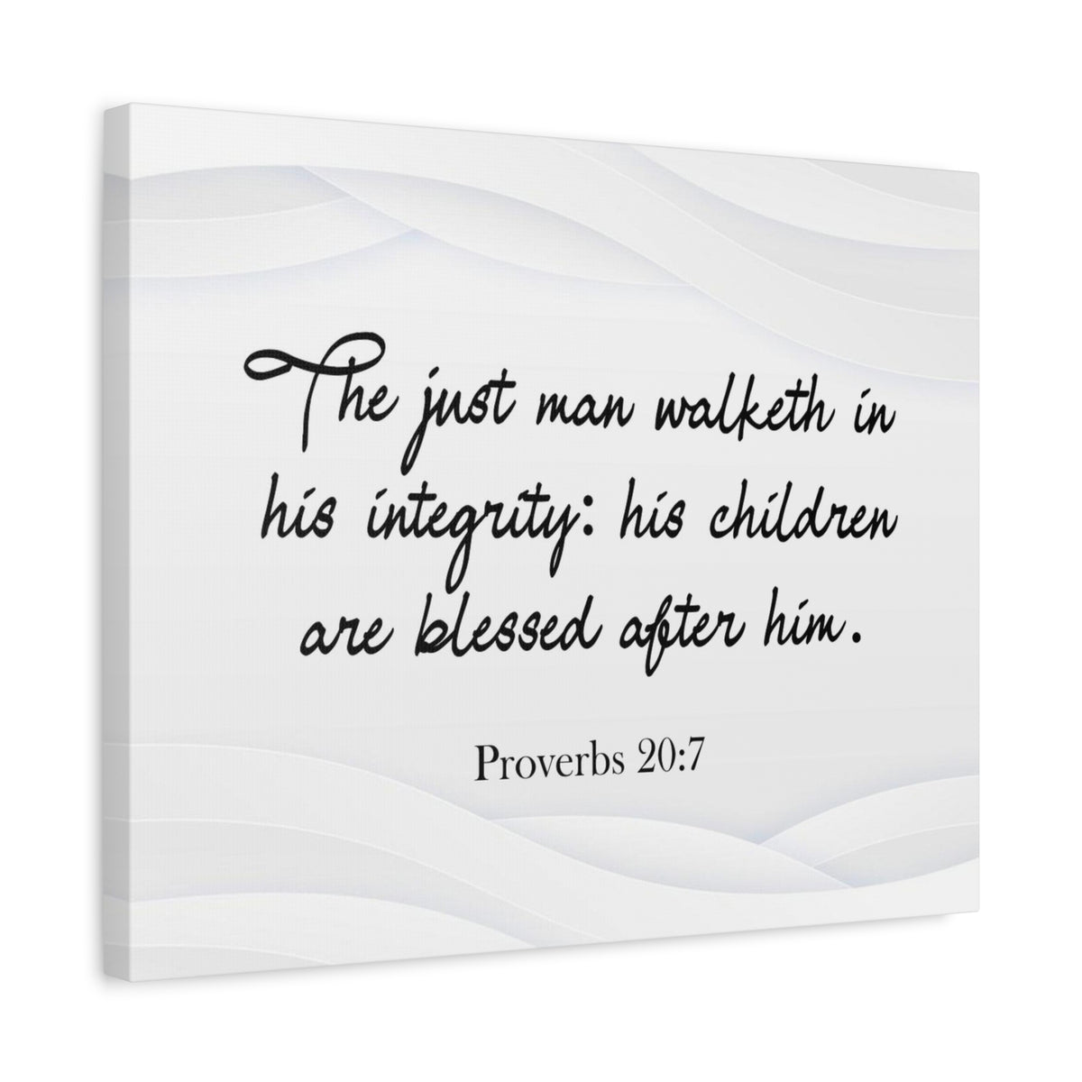 Scripture Canvas Father Proverbs 20:7 Christian Wall Art Bible Verse Print Ready to Hang