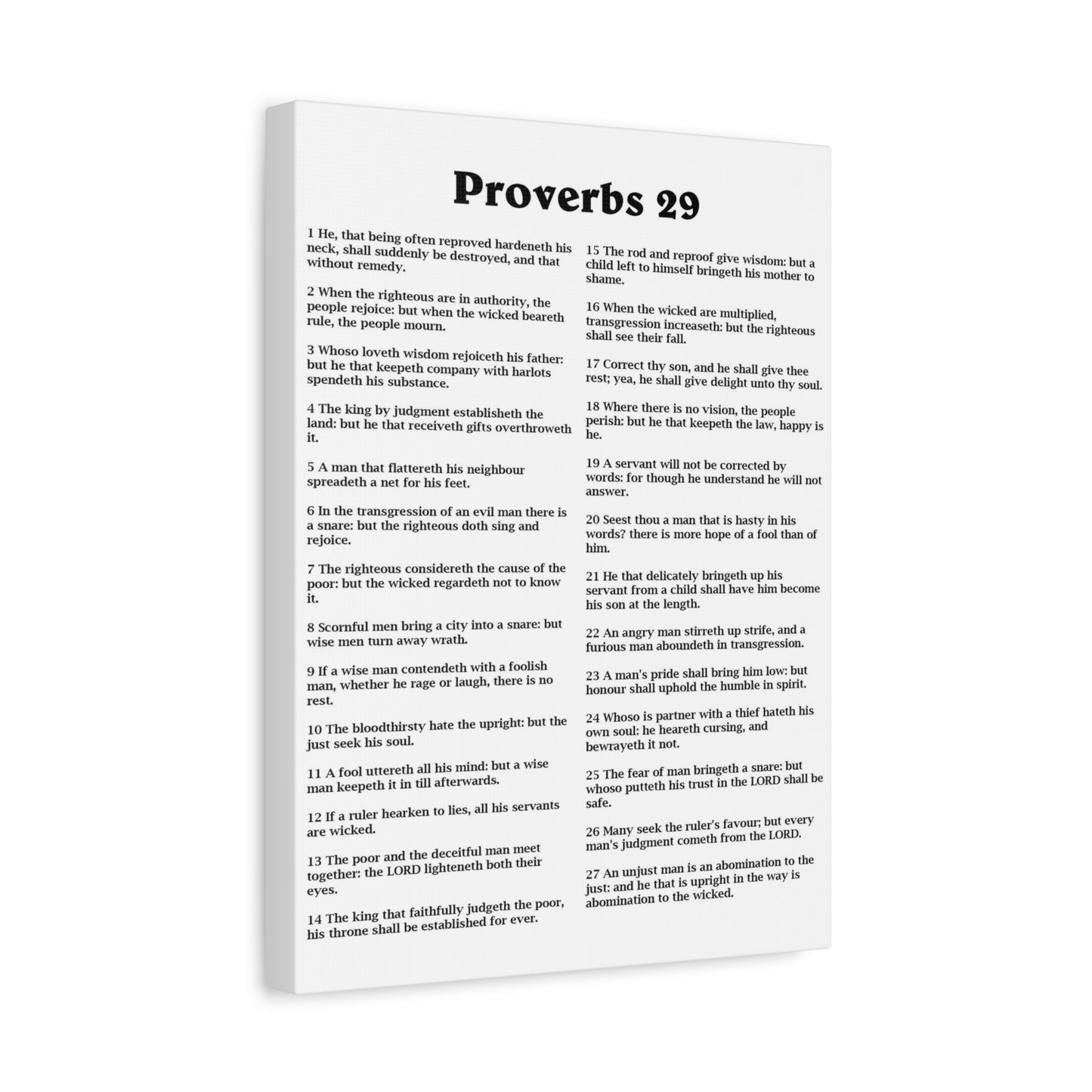 Scripture Walls Proverbs Chapter 29 White Bible Canvas Christian Wall Art Ready to Hang Unframed
