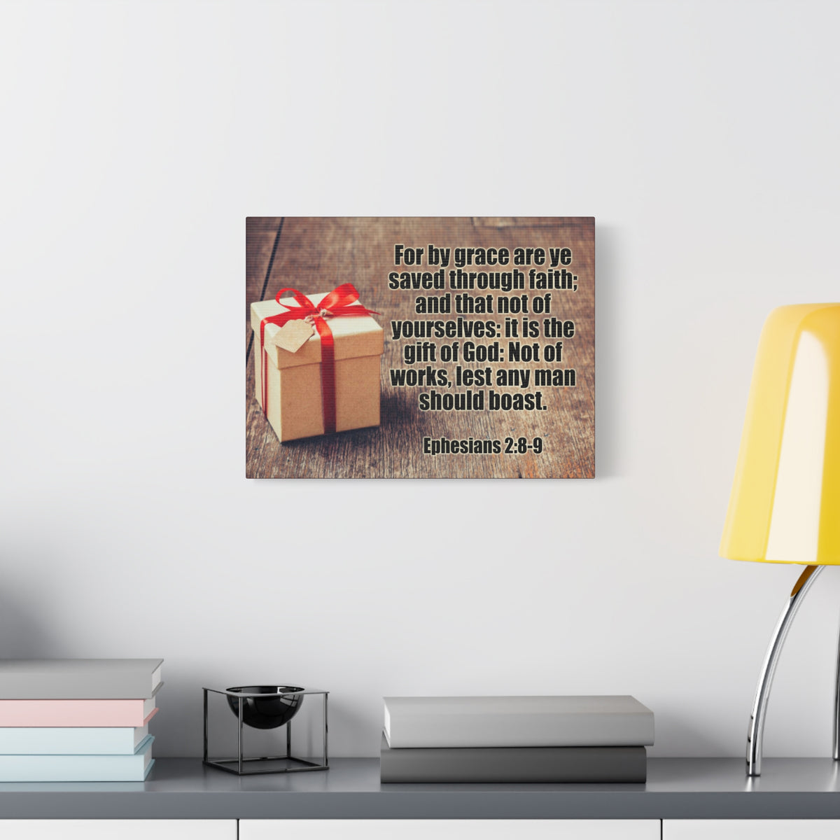 Scripture Canvas For by Grace Ephesians 2:8-9 Christian Wall Art Bible Verse Print Ready to Hang