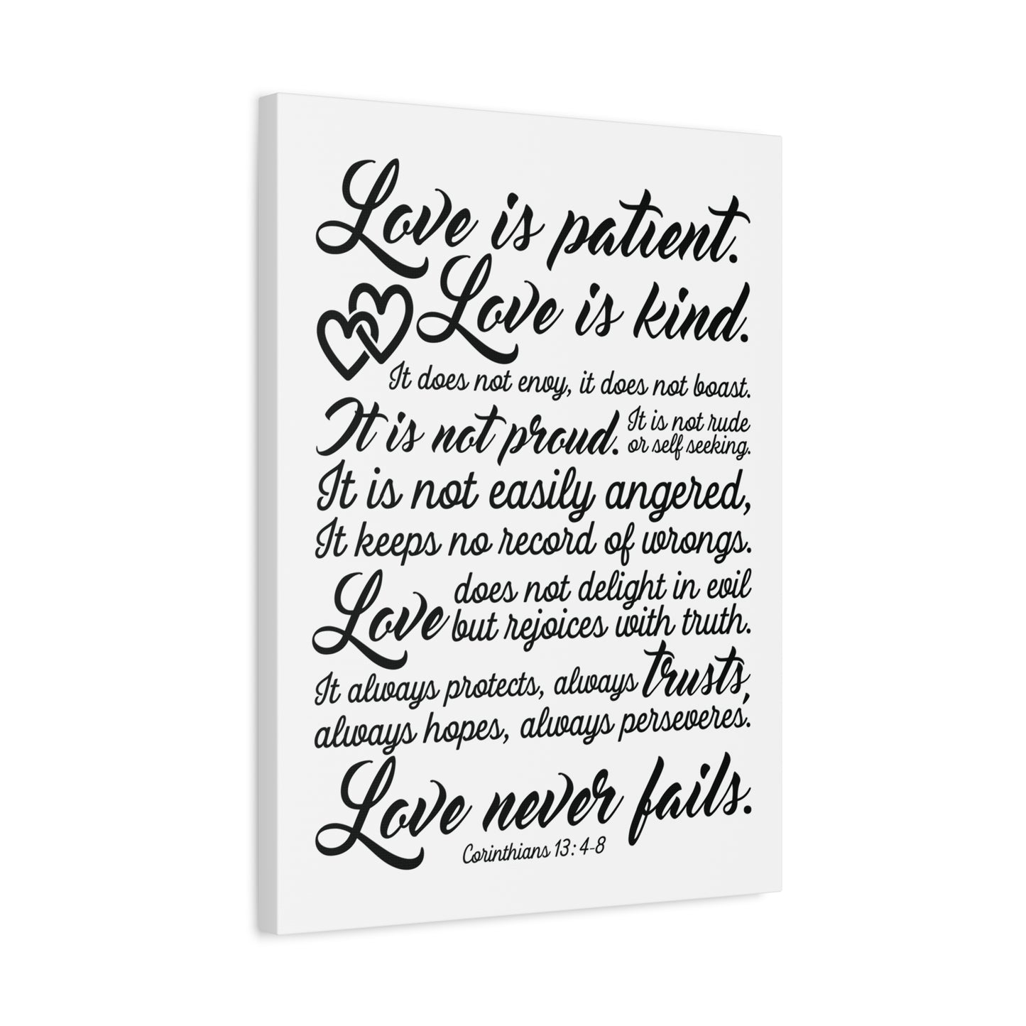 Scripture Canvas Love Is Patient Corinthians 13:4-8 Christian Wall Art Bible Verse Print Ready to Hang
