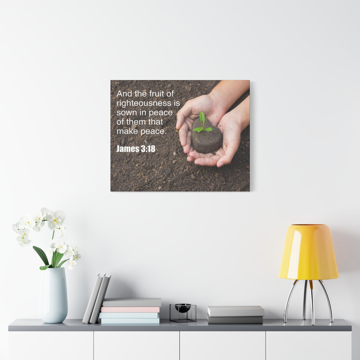 Scripture Canvas Fruit of Righteousness James 3:18 Christian Wall Art Bible Verse Print Ready to Hang