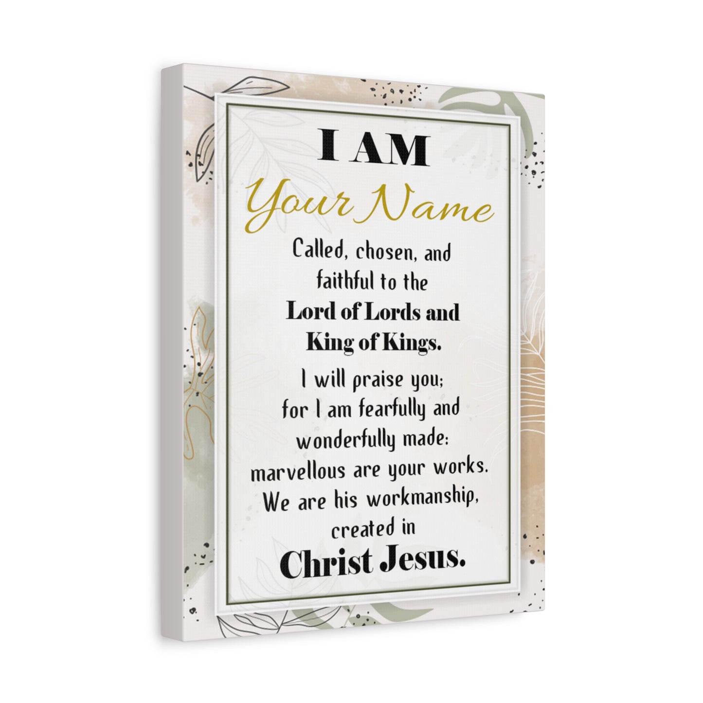 Personalized Called Chosen in Christ's Workmanship Bible Chapter Canvas Christian Wall Art Ready to Hang