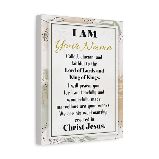 Personalized Called Chosen in Christ's Workmanship Bible Chapter Canvas Christian Wall Art Ready to Hang