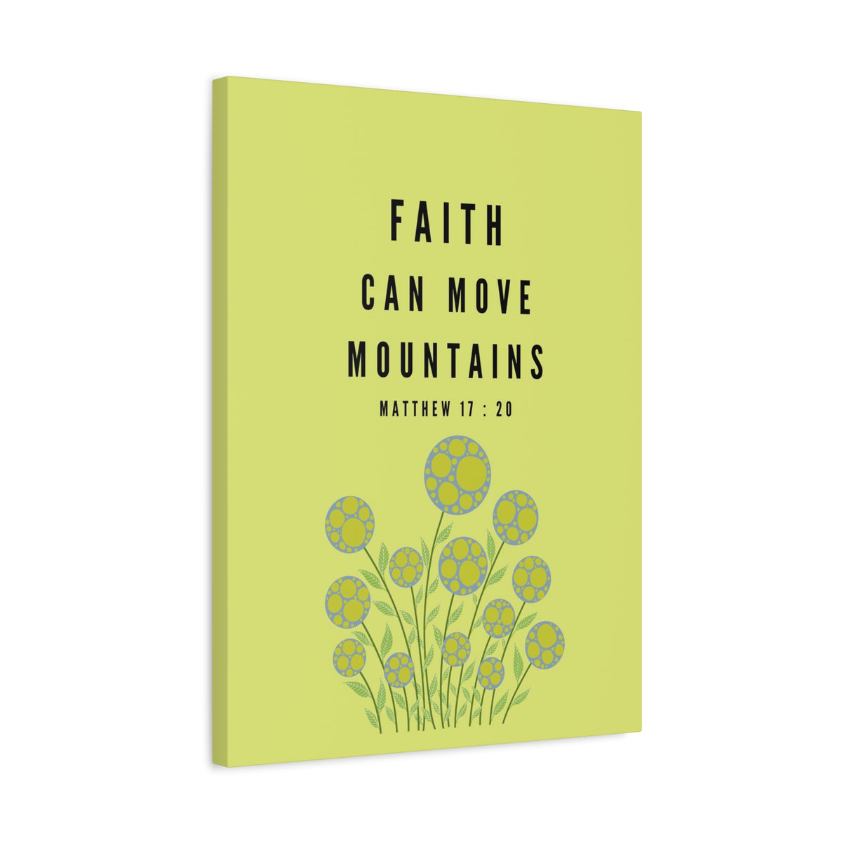 Scripture Canvas Faith Can Move Mountains Matthew 17:20 Christian Wall Art Bible Verse Print Ready to Hang