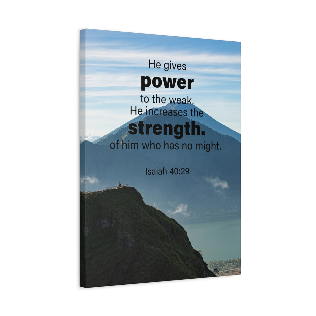 Scripture Canvas Power to the Weak Isaiah 40:29 Christian Wall Art Bible Verse Print Ready to Hang