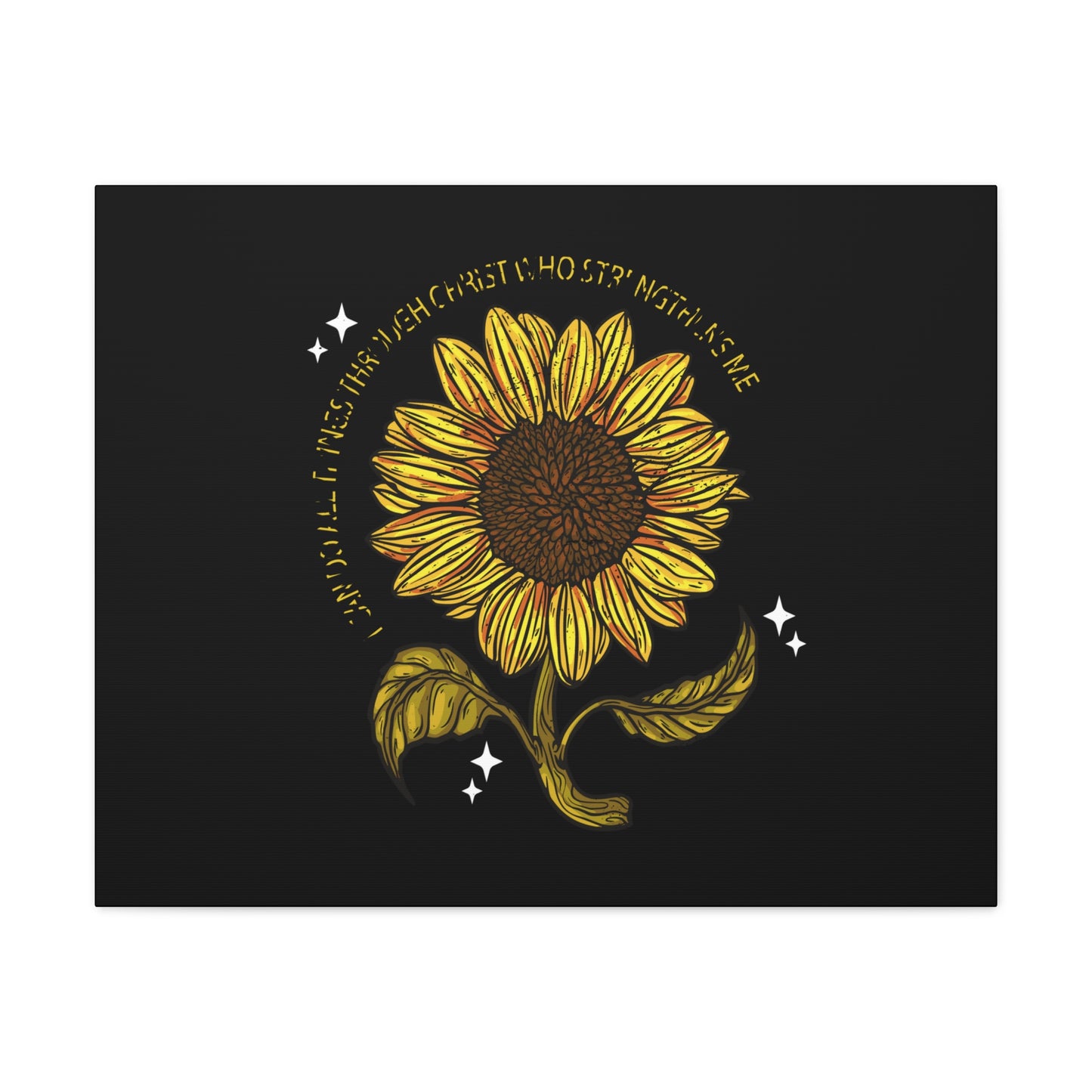 Through Christ Sunflower Philippians 4:13 Christian Wall Art Bible Verse Print Ready to Hang