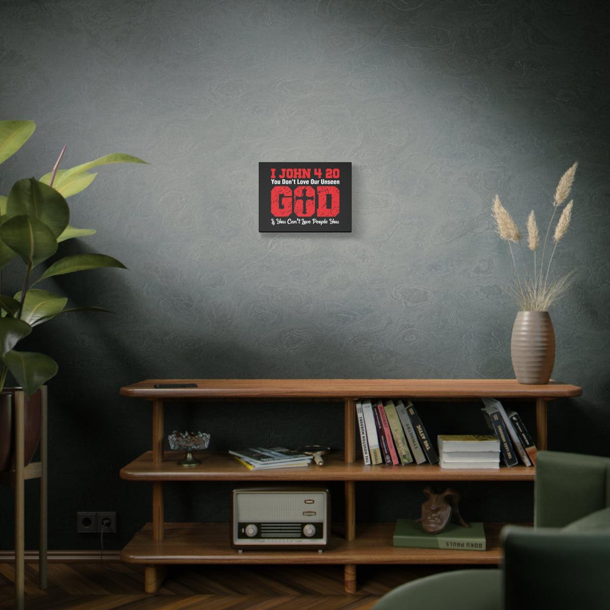 Scripture Canvas Our Unseen God 1 John 4:20 Christian Wall Art Bible Verse Print Ready to Hang