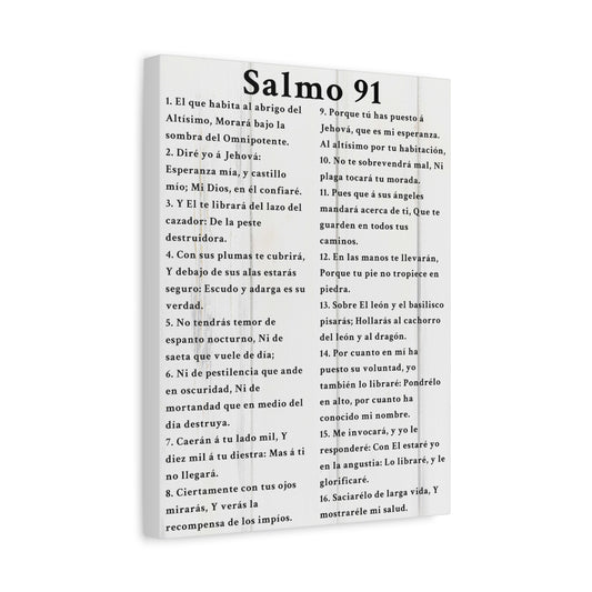 Scripture Walls Salmo 91 Psalm 91 Spanish White Bible Verse Canvas Christian Wall Art Ready to Hang Unframed