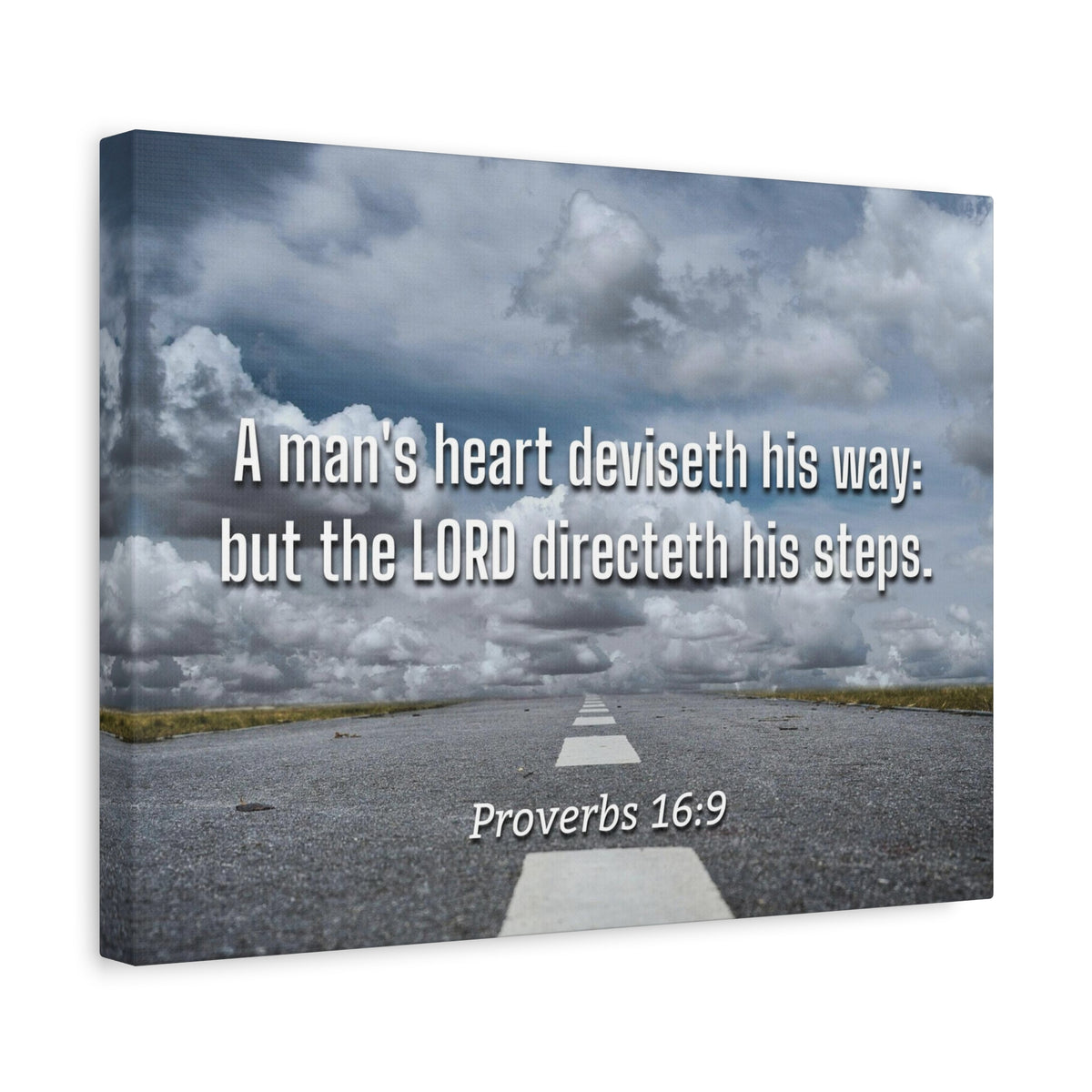 Scripture Canvas Directeth His Steps Proverbs 16:9 Christian Wall Art Bible Verse Print Ready to Hang