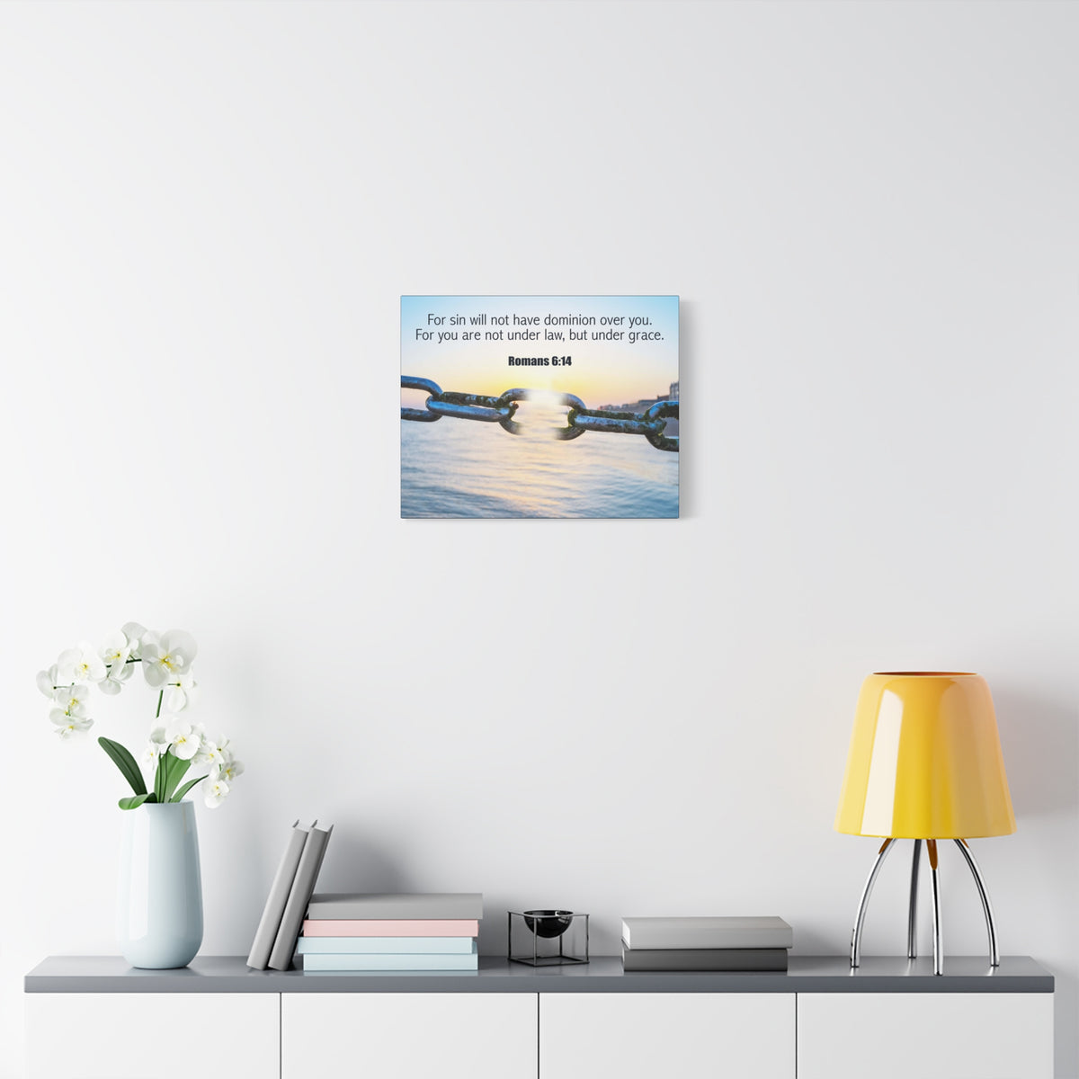 Scripture Canvas Trust Under Grace Romans 6:14 Christian Wall Art Bible Verse Print Ready to Hang