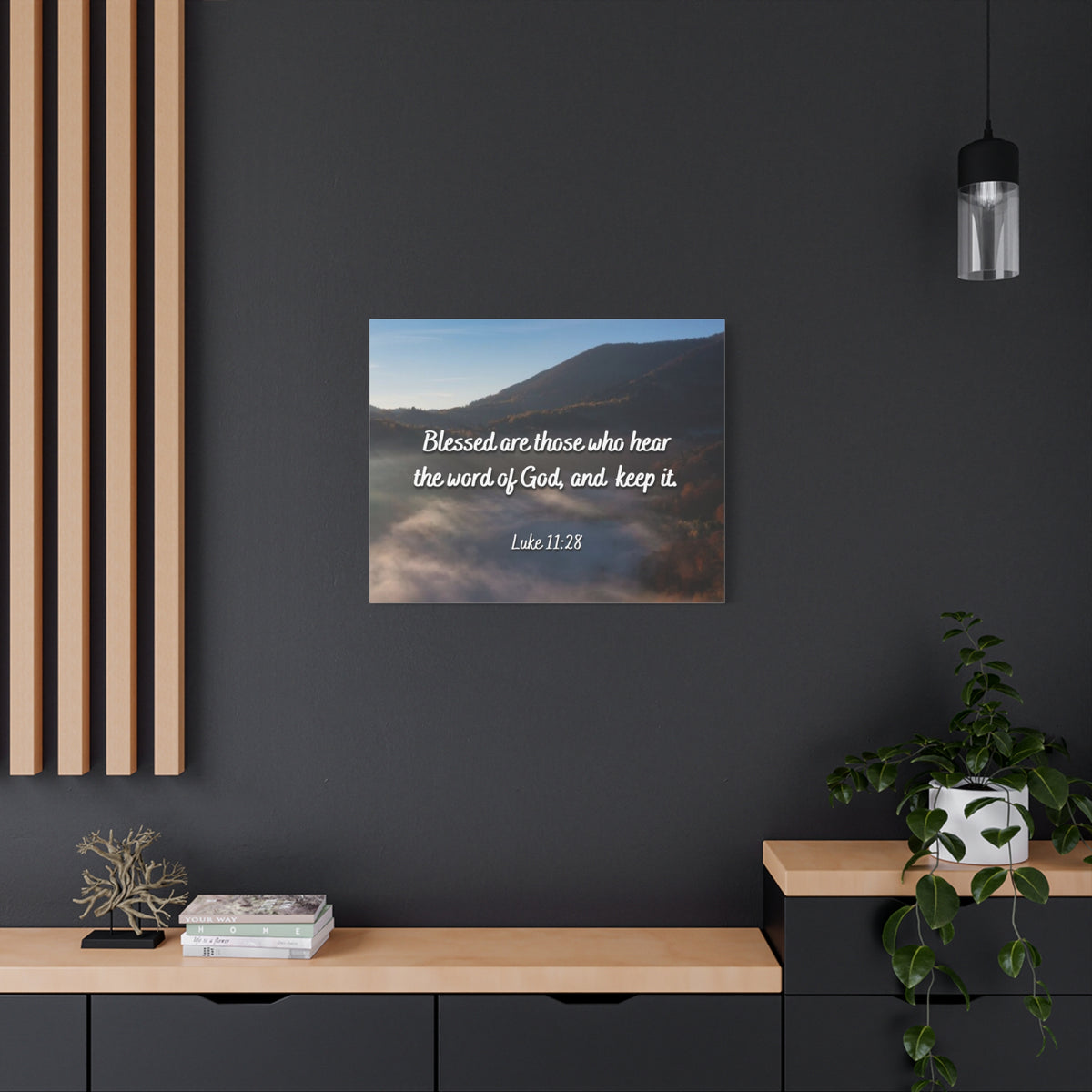 Scripture Canvas Blessed Are They Luke 11:28 Christian Wall Art Bible Verse Print Ready to Hang