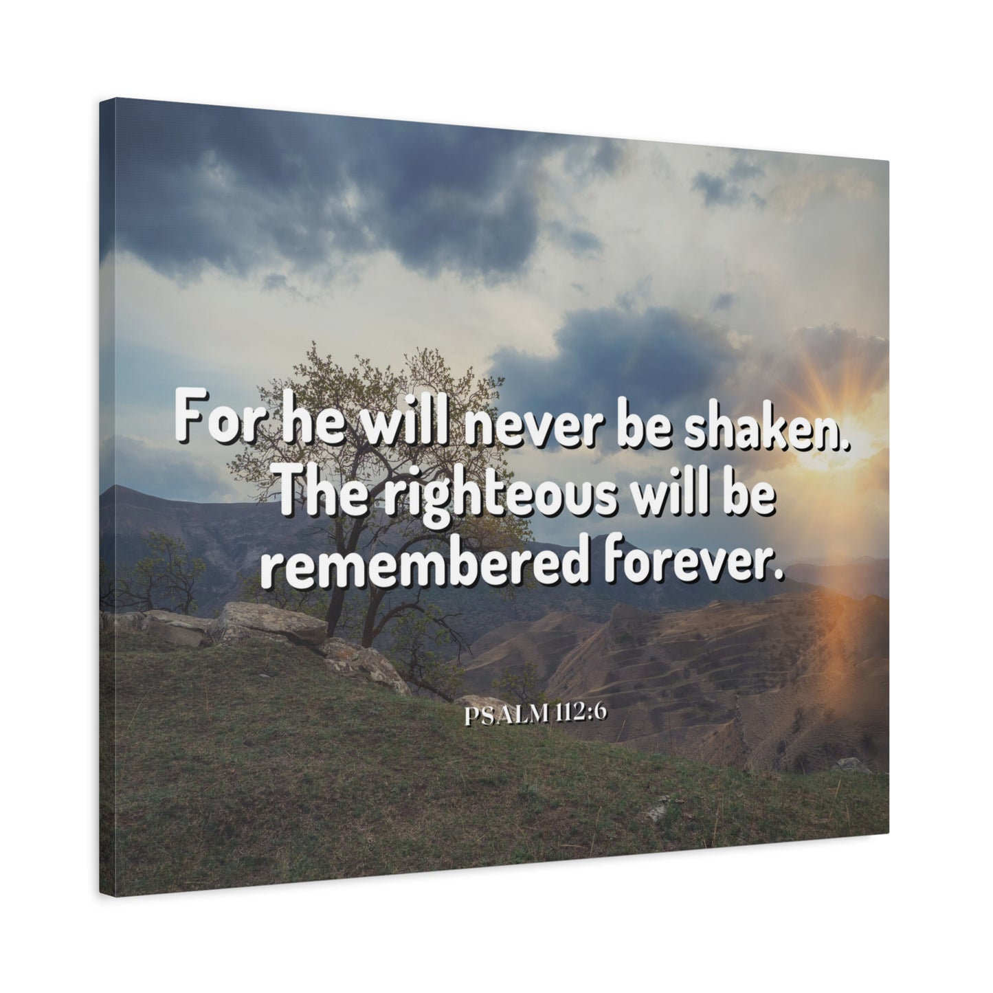 Scripture Canvas Remembered Forever Psalm 112:6 Christian Wall Art Bible Verse Print Ready to Hang