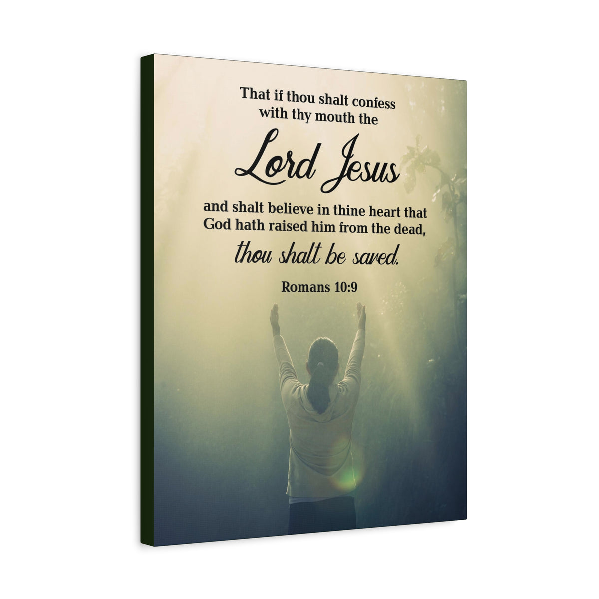 Scripture Canvas Confess With Your Mouth Romans 10:9 Christian Wall Art Bible Verse Print Ready to Hang