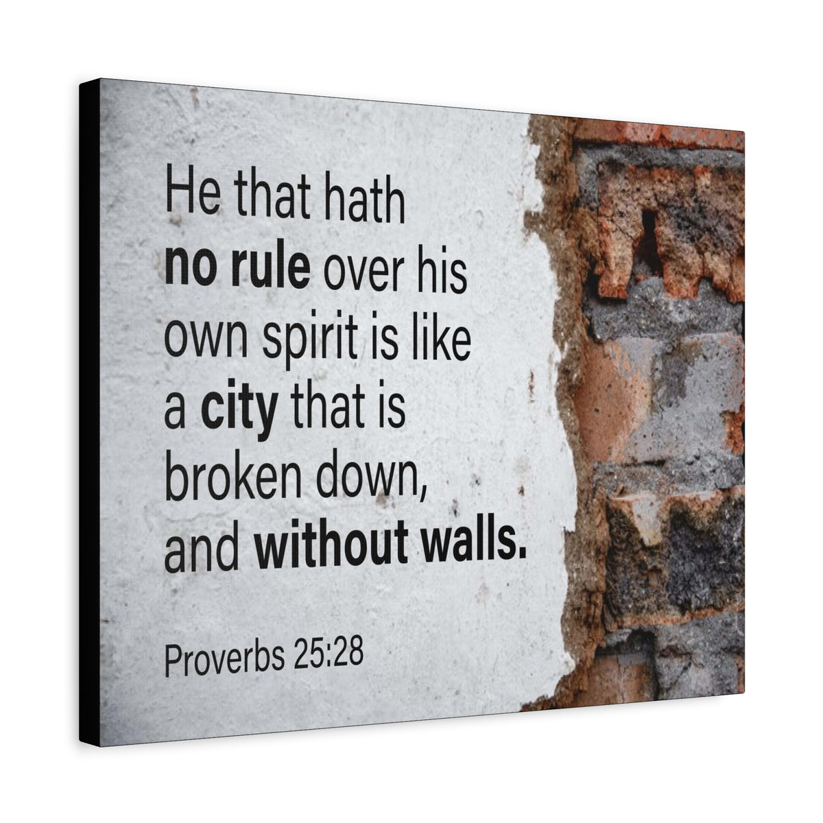 Scripture Canvas No Rule Without Walls Proverbs 25:28 Christian Wall Art Bible Verse Print Ready to Hang