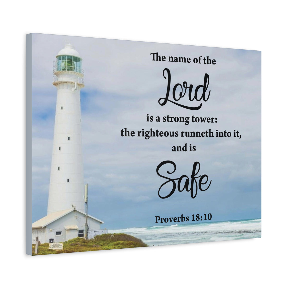 Scripture Canvas The Lord is Safe Proverbs 18:10 Christian Wall Art Bible Verse Print Ready to Hang