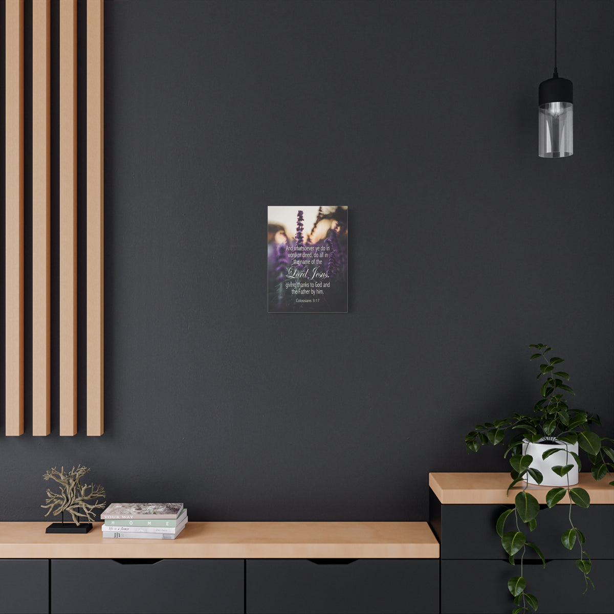 Scripture Canvas Giving Thanks to God Colossians 3:17 Christian Wall Art Bible Verse Print Ready to Hang