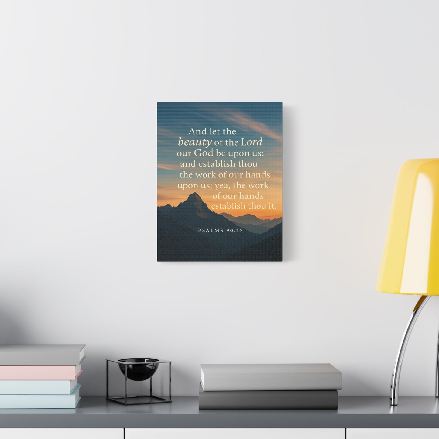 Bible Verse Canvas Psalms 90:17 Christian Home Décor Wall Art Scripture Ready to Hang Faith Print