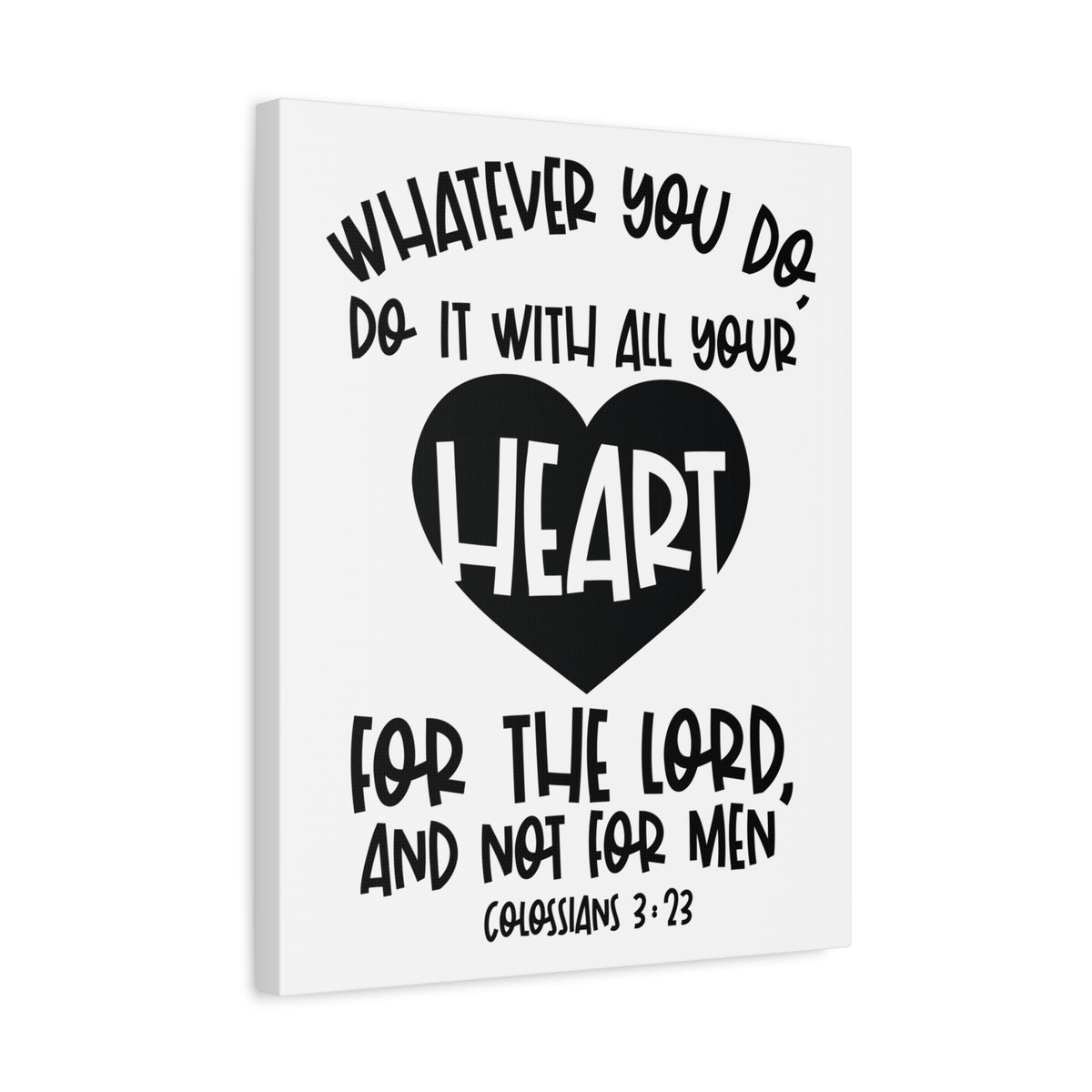 Scripture Canvas With All Your Heart Colossians 3:23 Christian Wall Art Bible Verse Print Ready to Hang