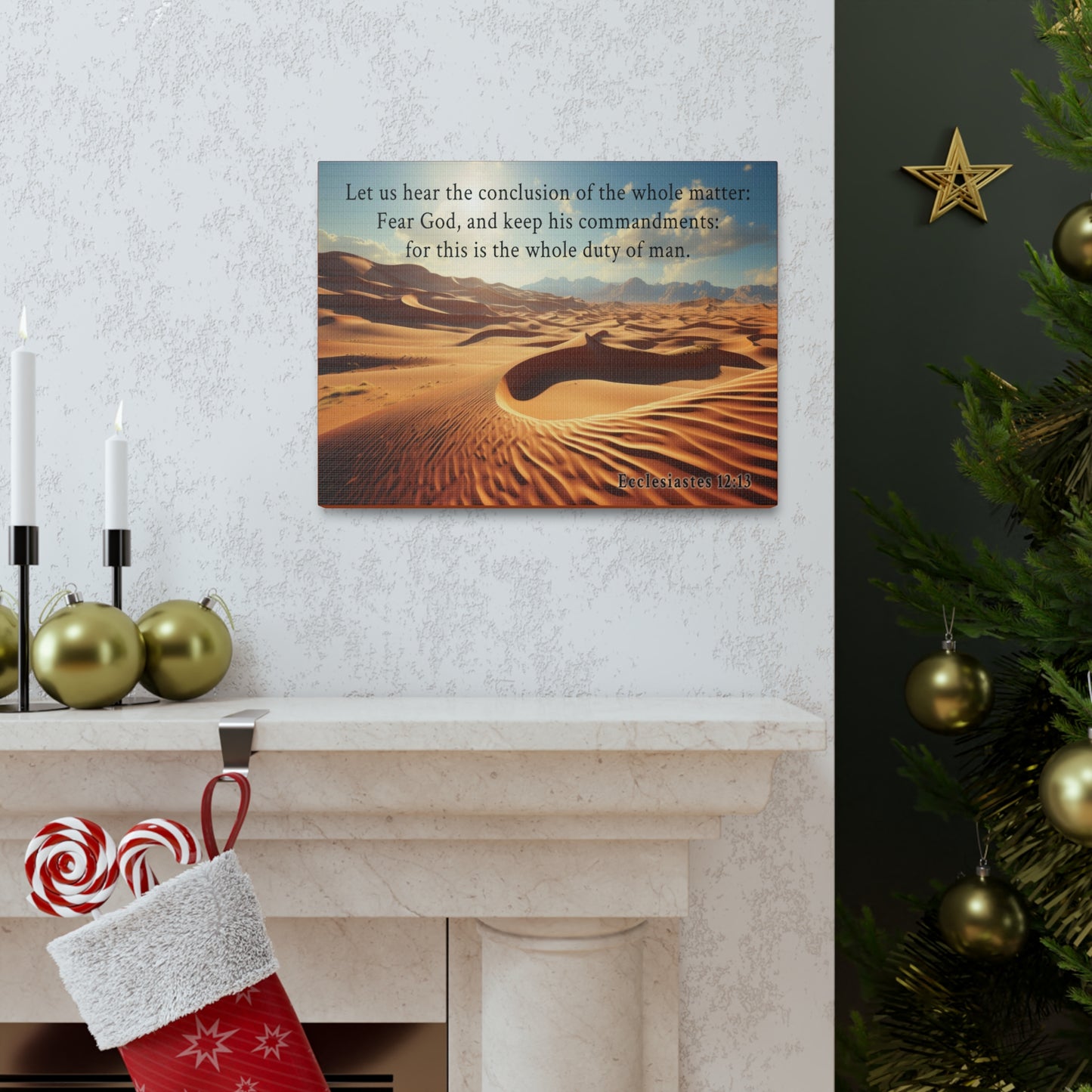 Ecclesiastes 12:13 Desert Bible Verse Canvas Christian Wall Art Ready to Hang Unframed